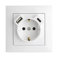 EFAPEL Fehér USB töltő aljzat (Schuko + USB-A + USB-C) - komplett - mec21 (21137+90630_TBR+90910_TBR)