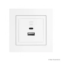 EFAPEL Fehér USB töltő aljzat (USB-A + USB-C) - komplett - mec21 (21381+90674_TBR+90910_TBR)