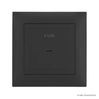 EFAPEL Fekete USB-C gyorstöltő aljzat - komplett - mec21 (21398+90676_TPM+90910_TPM)