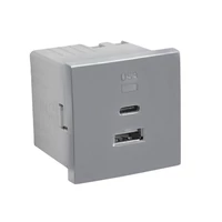 EFAPEL 45381_SAL dupla USB töltő (USB-A + USB-C), alumínium