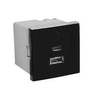 EFAPEL 45381_SPM dupla USB töltő (USB-A + USB-C), matt fekete