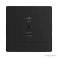 EFAPEL Fekete dupla USB töltő (USB-A + USB-C) - komplett - q45 (45381_SPM+45910_TPM+45993)