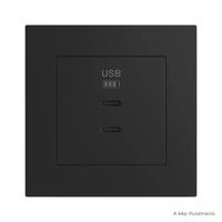 EFAPEL Fekete dupla USB töltő (2x USB-C) - komplett - q45 (45382_SPM+45910_TPM+45993)