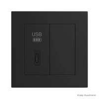 EFAPEL Fekete USB-C töltő, 1 modul + 1 vakfedél - komplett - q45 (45387_SPM+45973_SPM+45910_TPM+45993)