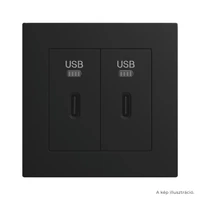 EFAPEL Fekete USB-C töltő, 1 modul x2 - komplett - q45 (2x45387_SPM+45910_TPM+45993)