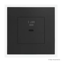 EFAPEL Fekete USB-C gyorstöltő aljzat (30W) - komplett - q45 (45398_SPM+45910_TPM+45993)
