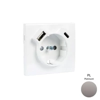 EFAPEL 50630_TPL Fedlap Schuko + USB-A + USB-C aljzathoz, platina