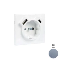 EFAPEL 50630_TPR Fedlap Schuko + USB-A + USB-C aljzathoz, ezüst