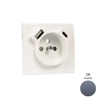EFAPEL 50650_TGR Fedlap Francia dugalj + USB-A + USB-C aljzathoz, grafit