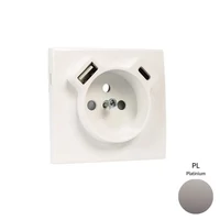 EFAPEL 50650_TPL Fedlap Francia dugalj + USB-A + USB-C aljzathoz, platina