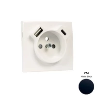 EFAPEL 50650_TPM Fedlap Francia dugalj + USB-A + USB-C aljzathoz, matt fekete