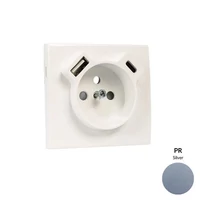 EFAPEL 50650_TPR Fedlap Francia dugalj + USB-A + USB-C aljzathoz, ezüst