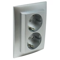 EFAPEL 90332_CAL gyerekzáras dupla dugalj, alumínium