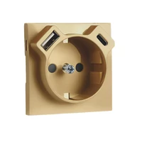 EFAPEL 90630 TDU - Fedlap Schuko + USB-A + USB-C aljzathoz, arany