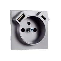 EFAPEL 90650 TAL - Fedlap Francia dugalj + USB-A + USB-C aljzathoz, alumínium