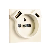 EFAPEL 90650 TMF - Fedlap Francia dugalj + USB-A + USB-C aljzathoz, elefántcsont