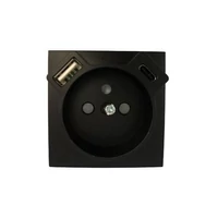 EFAPEL 90650 TPM - Fedlap Francia dugalj + USB-A + USB-C aljzathoz, fekete