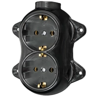 ELMARK 190203 ANTIK KETTŐS ALJZAT NÉMET TÍPUSÚ 16A 250V FEKETE