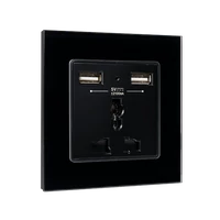 ELMARK 195025/BL TÖBBFUNKCIÓS ALJZAT 16A 2XUSB ÜVEG KERETTEL FEKETE