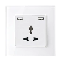 ELMARK 195025/WH TÖBBFUNKCIÓS ALJZAT 16A 2XUSB ÜVEG KERETTEL, FEHÉR
