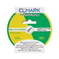 ELMARK  51025 SZIGETELŐ SZALAG 20mx19mm SÁRGA/ZÖLD