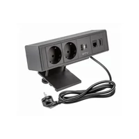 GTV AE-GM2SBAR-20 Bútoraljzat BAR, 2x schuko aljzat, 1xUSB A, 1xUSB C. 1xRJ45, 1xHDMI,, kábel 1,5m, fekete