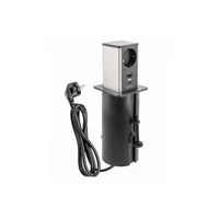GTV AE-GMW1STOW-20 Torony kihúzható bútorcsatlakozó, 1x schuko aljzat, 1xUSB A, 1xUSB, kábel 1,5 m, fekete, inox kupak