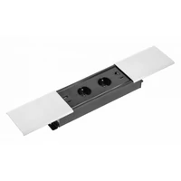 GTV AE-PB2FPRES-53 PRESTINO süllyesztett asztali hosszabbító kábel, 2x francia aljzat, USB A+C, RJ45, HDMI, kábel 1,5 m, ezüst