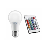 GTV LD-PC2A60RGBW-9W LED FÉNYFORRÁS, RGBW, AG, 3000K, A60, E27, 9W, AC220-240V, 200°, 830lm, 78mA, RGBW távirányító