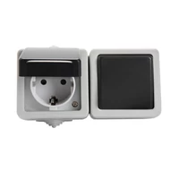 KANLUX 27132 TEKNO 05-3128-143 fek vízszint, Egyp.kapcs+dugalj gyerv. IP54