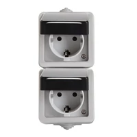 KANLUX 27134 TEKNO 05-2228-143 fek függőleg, Dupla dugalj,gyerekvéd.IP54