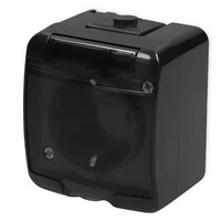 Karlik Junior 2P+F falon kívüli vízmentes dugalj átlátszó, fekete 12GHE-1SD