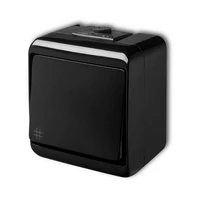 Karlik Junior keresztváltó kapcsoló falon kívüli vízmentes kapcsoló, fekete 12WHE-6