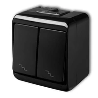 Karlik Junior dupla váltó falon kívüli vízmentes kapcsoló, fekete 12WHE-7