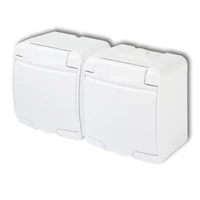 Karlik Junior 2x2P+F falon kívüli vízmentes dupla dugalj, fehér GHE-2S