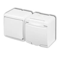 Karlik Junior 101+2P+F falon kívüli vízmentes kapcsoló+dugalj vízszintes, fehér WGHH-1S