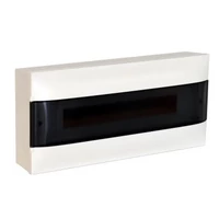 Legrand Practibox S falon kívüli kiselosztó, 1 sor 22 modul, átlátszó füstszínű ajtóval, védőföld és nulla elosztókapoccsal 137215