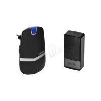 VIRONE DB-4/B LAXAN AC vezeték nélküli kapucsengő, dugaszolható rendszerrel, elemmentes gombbal, 20 csengőhanggal, akár 150 m-es hatótávolsággal