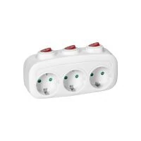VIRONE ES-3(GS) 3x2P+F (Schuko) csatlakozóaljzat-elosztó 3 db különálló kapcsolóval