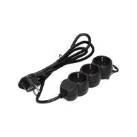 VIRONE ES-4(GS)/B/3 Elosztóaljzatok 3x 2P+F , 3m, Schuko H05VV-F 1x1.5mm2, Imax = 16A, fekete