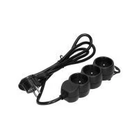 VIRONE ES-4/B/5 Elosztóaljzatok 3x 2P+F , 5m H05VV-F 1x1,5mm2, Imax = 16A, fekete