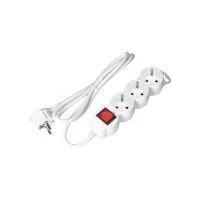 VIRONE ES-5(GS)/W/5 Elosztók 3x 2P+F kapcsolóval, 5m, Schuko H05VV-F 1x1.5mm2, Imax=16A, fehér