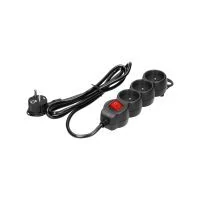 VIRONE ES-5/B/3 Elosztók 3x 2P+F kapcsolóval, 3m H05VV-F 1x1.5mm2, Imax=16A, fekete