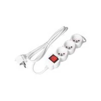 VIRONE ES-5/W/1,5 Elosztók 3x 2P+F kapcsolóval, 1,5m H05VV-F 1x1,5mm2, Imax=16A, fehér