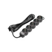 VIRONE ES-6(GS)/B/5 Elosztók 5x 2P+F, 5m, Schuko H05VV-F 1x1.5mm2, Imax=16A, fekete