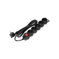 VIRONE ES-7/B/5 Elosztók 5x 2P+F kapcsolóval, 5m H05VV-F 1x1.5mm2, Imax=16A, fekete