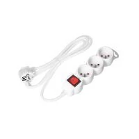 VIRONE ES-9/W/1,4 Elosztó 3x2P+F, BE/KI, 1,4m, 3x1mm², fehér