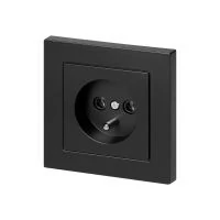 VIRONE FMS-105/B Süllyesztett, egyes aljzat 2P+F Malta 16A, 250V, PT-16M, matt fekete