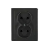 VIRONE FMS-106/2P/B Süllyesztett dupla aljzat 2x2P Malta 16A, 250V, PT-5M, matt fekete