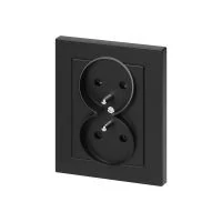 VIRONE FMS-106/B Süllyesztett dupla aljzat 2x2P+F Malta 16A, 250V, PT-6M, matt fekete